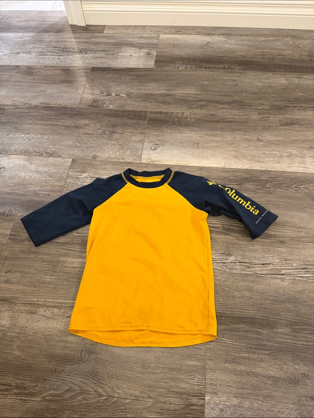 Columbia Yellow and Navy Kids Rashguard Swim Top